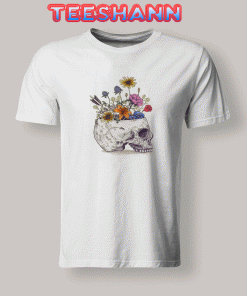 Tshirts Skull With Flowers