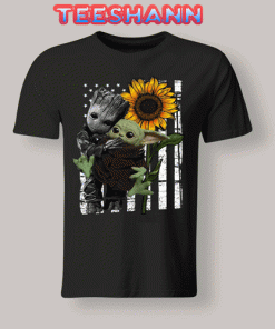 Tshirts Groot and Baby Yoda Sunflower
