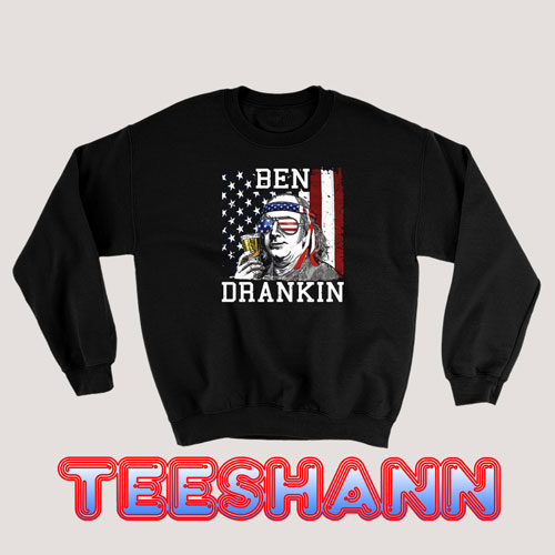 American Flag Ben Drankin Sweatshirt Graphic Tee Size S - 3XL