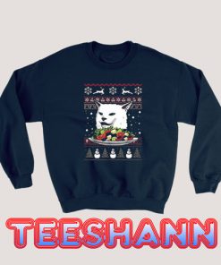 Cat In Table Christmas Sweatshirt Adult Size S - 3XL