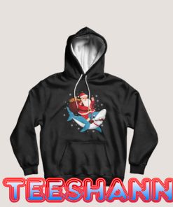 Santa Clause on Shark Hoodie Adult Size S - 3XL