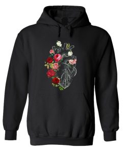 Anatomical Heart Shirt Floral Organ Cardiology Cardiac Nurse Hoodie