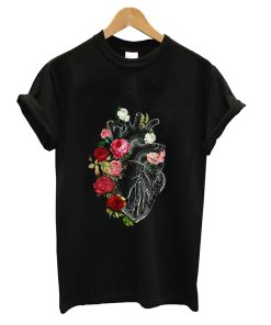 Anatomical Heart Shirt Floral Organ Cardiology Cardiac Nurse T-Shirt