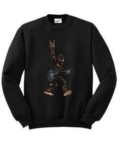 Bigfoot Playing A Dragon Guitar Rock On Sasquatch Big Foot Sweatshirt