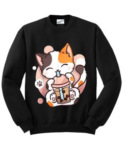 Cat Boba Tea Bubble Tea Anime Kawaii Neko Sweatshirt