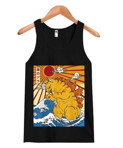 Catzilla Vintage Funny Cute Cat Art Japanese Sunset Tank Top