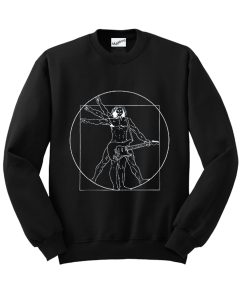 Guitar Shirt Da Vinci Vitruvian Man Guitar Player Musicians Sweatshirt