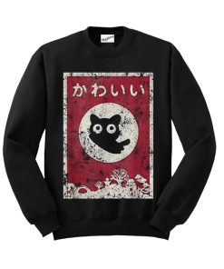 Kawaii cat Japanese black anime cat Sweatshirt