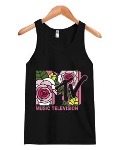 MTV Floral Roses Music Television Logo Tank Top