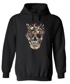 Mushroom Clothing Mushroom Collector Skull Graphic Gift Hoodie