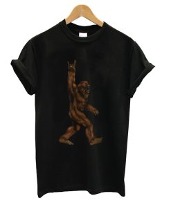 Rock On Bigfoot Sasquatch Loves Rock And Roll Sunglasses On T-Shirt