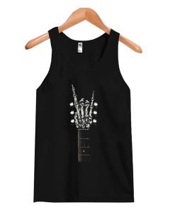 Rock On Guitar Neck - With A Sweet Rock & Roll Skeleton Hand Tank Top