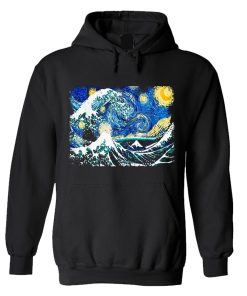 Starry Night and Great Wave Van Gogh Art Painting Hoodie