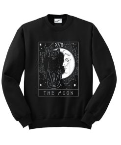 Tarot Card Crescent Moon And Cat Graphic Sweatshirt