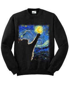 Van Gogh Starry Night Cat Sweatshirt