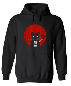 Vintage Japanese Sunset Style Cat Kitten Lover Hoodie